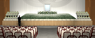 社葬やお別れの会の会場に設営された大型の祭壇